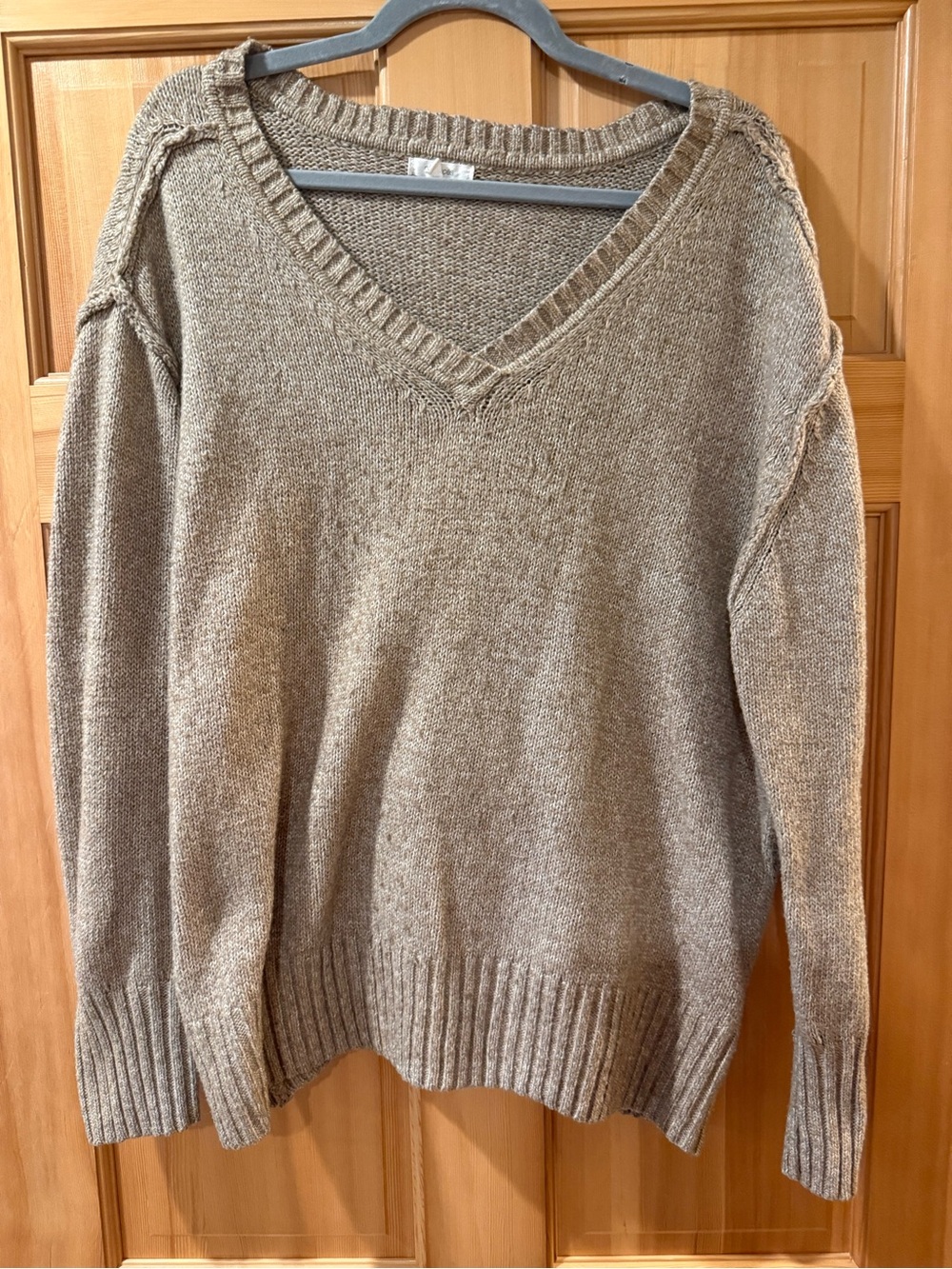 Maurices Neutral Taupe V-Neck Sweater